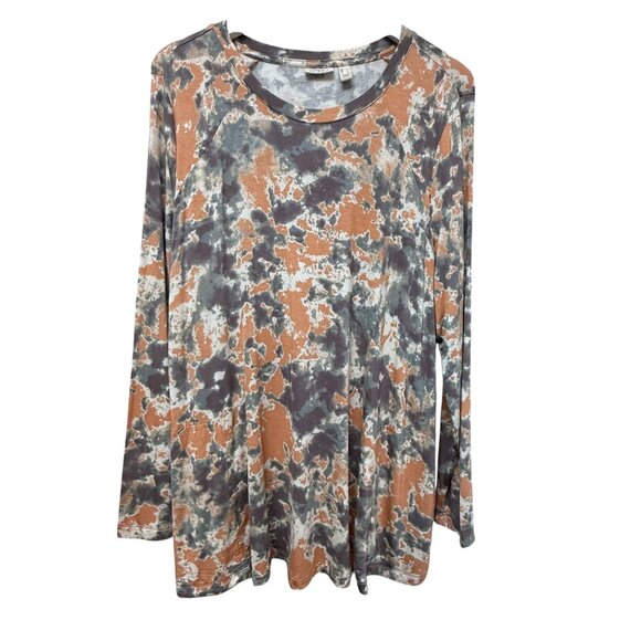 LOGO  Lori Goldstein Boho Top Large  Long Sleeve Tunic Tee w/ Pockets NWOT - Picture 1 of 10